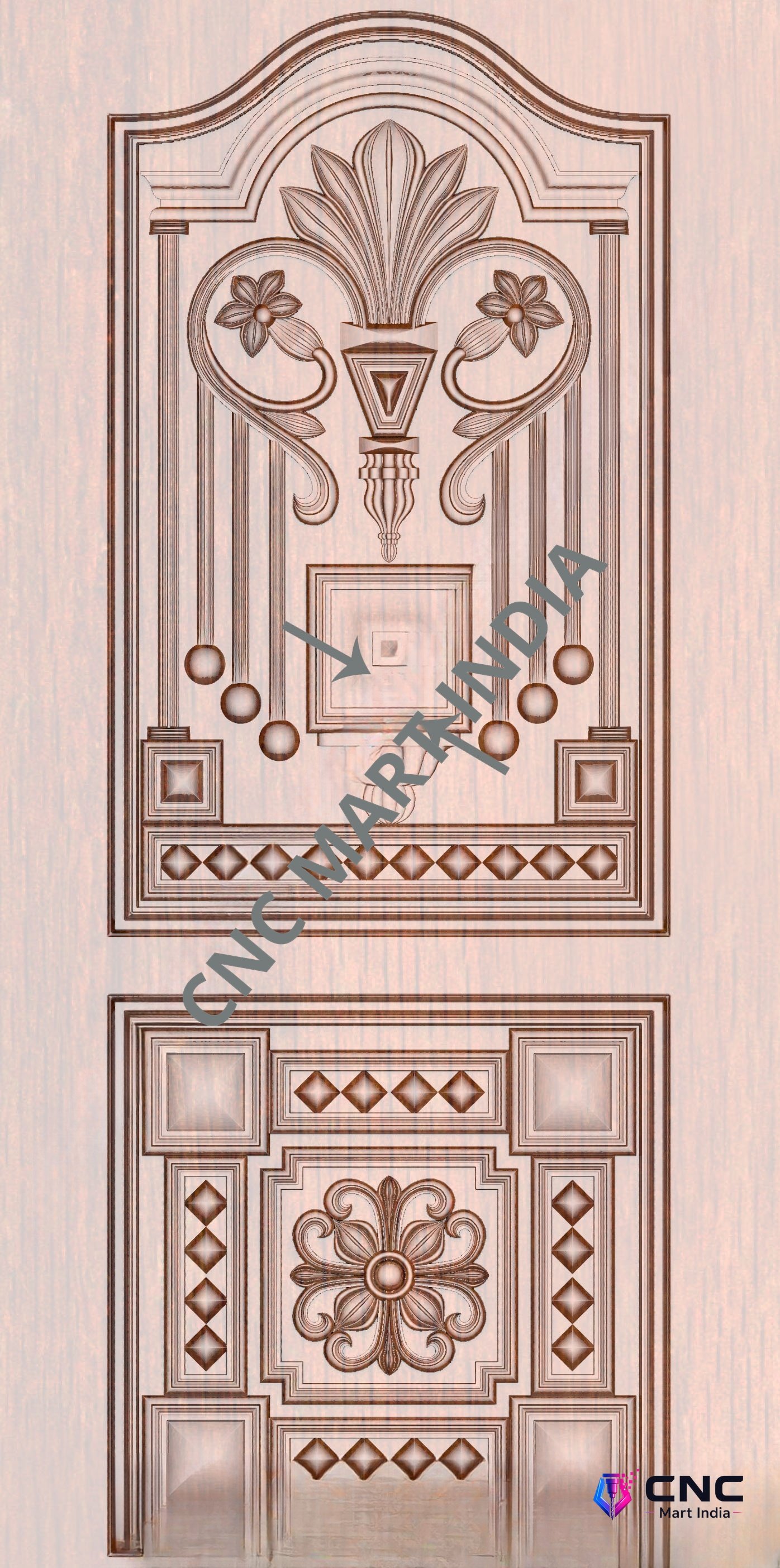 Arch - ARCH-13 Elegant Floral Motif 3D Relief Carved Door Design
